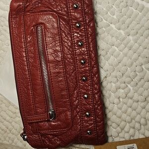 Ampere Creations Vegan Leather Wine Colored Wristlet with dust bag